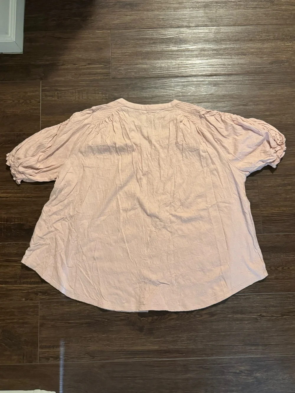 Free People Blush Pink Button-Up Puff Sleeve Blouse